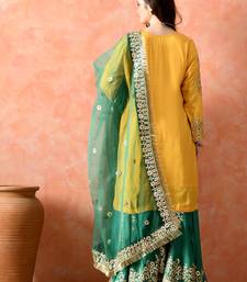Yellow gotta sharara set with crystal detailing