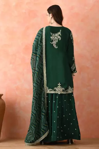 Green zardozi sharara set with dupatta