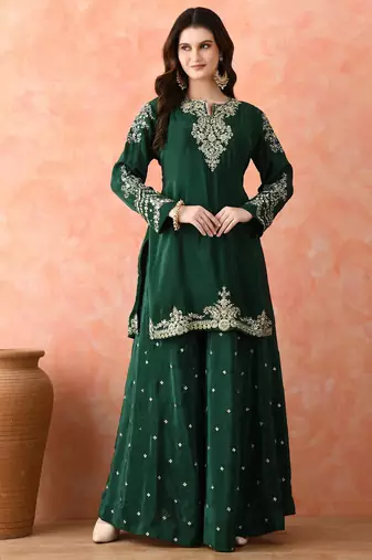 Green zardozi sharara set with dupatta