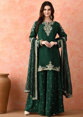 Green zardozi sharara set with dupatta 3