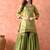 Green gharara set with mirror & cutdana work