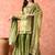 Green gharara set with mirror & cutdana work