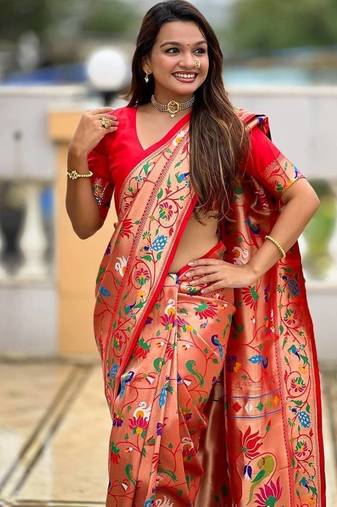 Red Color Heavy Traditional Paithani Silk Saree