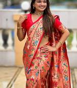 Red Color Heavy Traditional Paithani Silk Saree