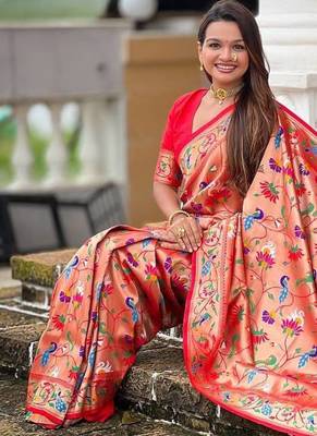 Red Color Heavy Traditional Paithani Silk Saree 2