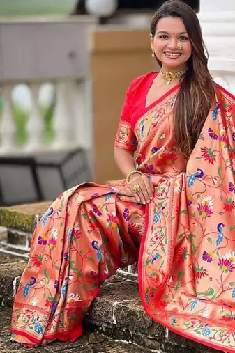 Red Color Heavy Traditional Paithani Silk Saree