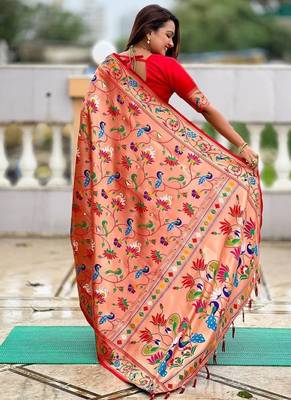 Red Color Heavy Traditional Paithani Silk Saree 3