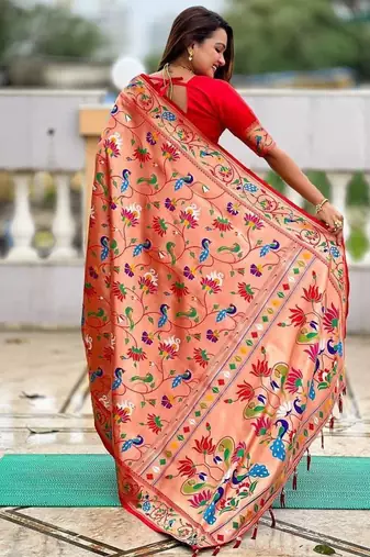 Red Color Heavy Traditional Paithani Silk Saree