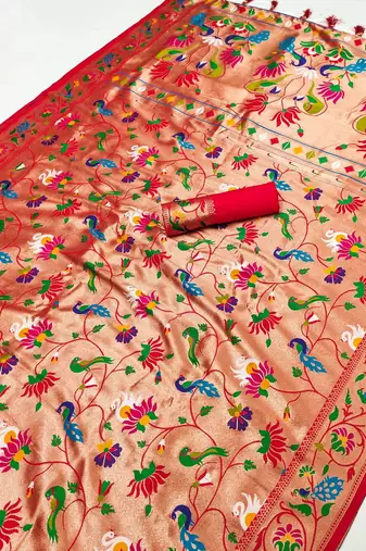 Red Color Heavy Traditional Paithani Silk Saree