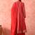 Red anarkali set with mirror & pearl work