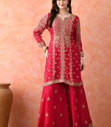 Rani pink sharara set with zardozi work