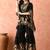 Black kaftaan gharara set with mirror work