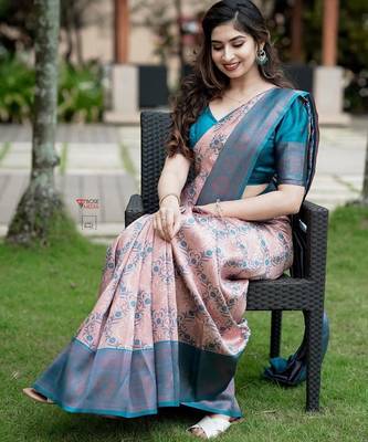 Banarasi Woven Soft Silk Saree With Blouse Set  3