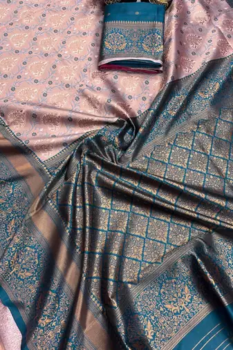 New Designer Banarasi Woven Soft Silk Saree With Blouse Set 