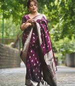 Banarasi soft silk silver zari woven saree