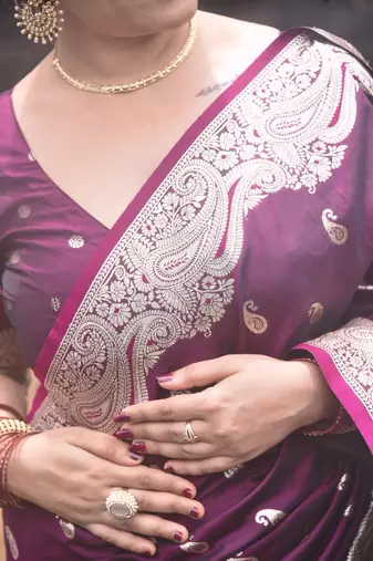 Banarasi soft silk silver zari woven saree