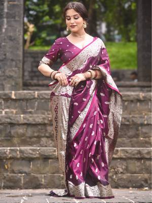 Banarasi soft silk silver zari woven saree 3
