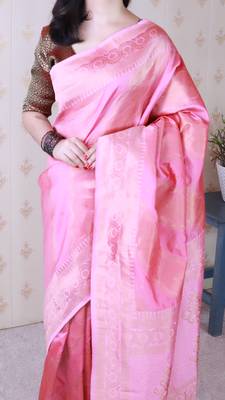 Soft silk bandhani leheriya zari woven saree 4