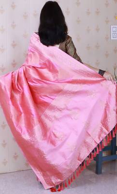 Soft silk bandhani leheriya zari woven saree 5