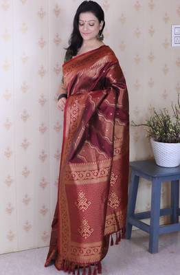Soft silk bandhani leheriya zari woven saree 2