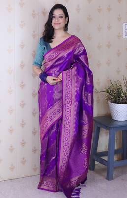 Soft silk bandhani leheriya zari woven saree 1