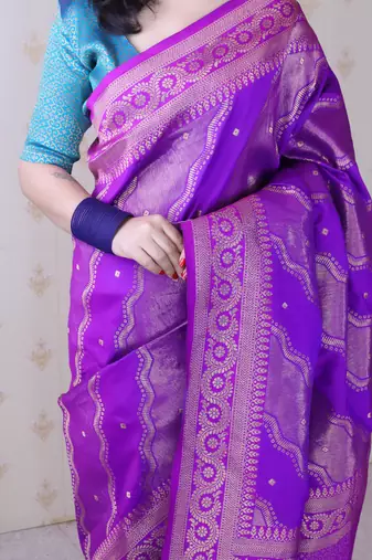 Soft silk bandhani leheriya zari woven saree