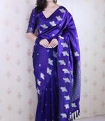 Soft silk dual zari woven saree with bird border