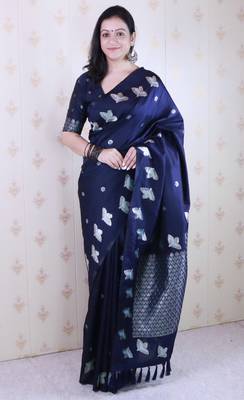 Soft silk dual zari woven saree with bird border 1