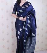 Soft silk dual zari woven saree with bird border