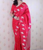 Soft silk dual zari woven saree with bird border