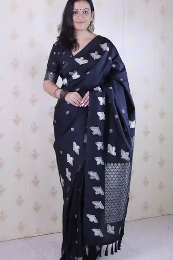 Soft silk dual zari woven saree with bird border