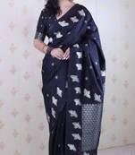 Soft silk dual zari woven saree with bird border