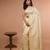 White Blended Silk Saree with Broad Golden Thread Weaving Boarder