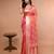 Pink and Orange Dual Tone Banarasi Silk Saree with Golden Floral Work