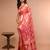 Pink and Orange Dual Tone Banarasi Silk Saree with Golden Floral Work