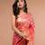 Pink and Orange Dual Tone Banarasi Silk Saree with Golden Floral Work