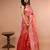Pink and Orange Dual Tone Banarasi Silk Saree with Golden Floral Work
