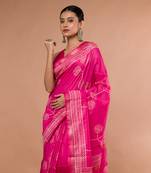 Pink Bhagalpuri Silk With White Printed Floral Motives