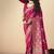 Viscose silk rani pink saree with rich zari weaving & designer tassels