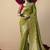 Viscose silk olive green saree with rich zari weaving & designer tassels