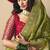 Viscose silk olive green saree with rich zari weaving & designer tassels