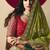 Viscose silk olive green saree with rich zari weaving & designer tassels