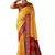 Women yellow kashmiri silk zari border work saree
