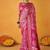 Women pink kashmiri silk zari border work saree