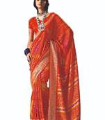 Women Orange vicitra soft fabric with digital print saree