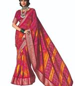 Women pink vicitra soft fabric with digital print saree