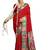 Women red tushar silk with zari border and designer pallu