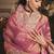 Designer pink tissue organza saree with all over butta work & heavy stone embellished border