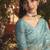 Designer aqua blue tissue organza saree with all over butta work & heavy stone embellished border