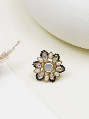Adjustable kundan cocktail ring 2